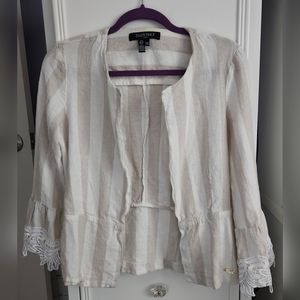 Ellen Tracy Linen Striped Jacket Size S